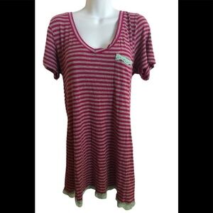 Striped Pink and Green Women's Sleep Shirt